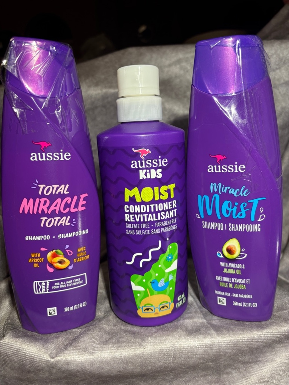 Aussie bundle -1 total miracle, 1 miracle moist and 1 kids moist conditioner